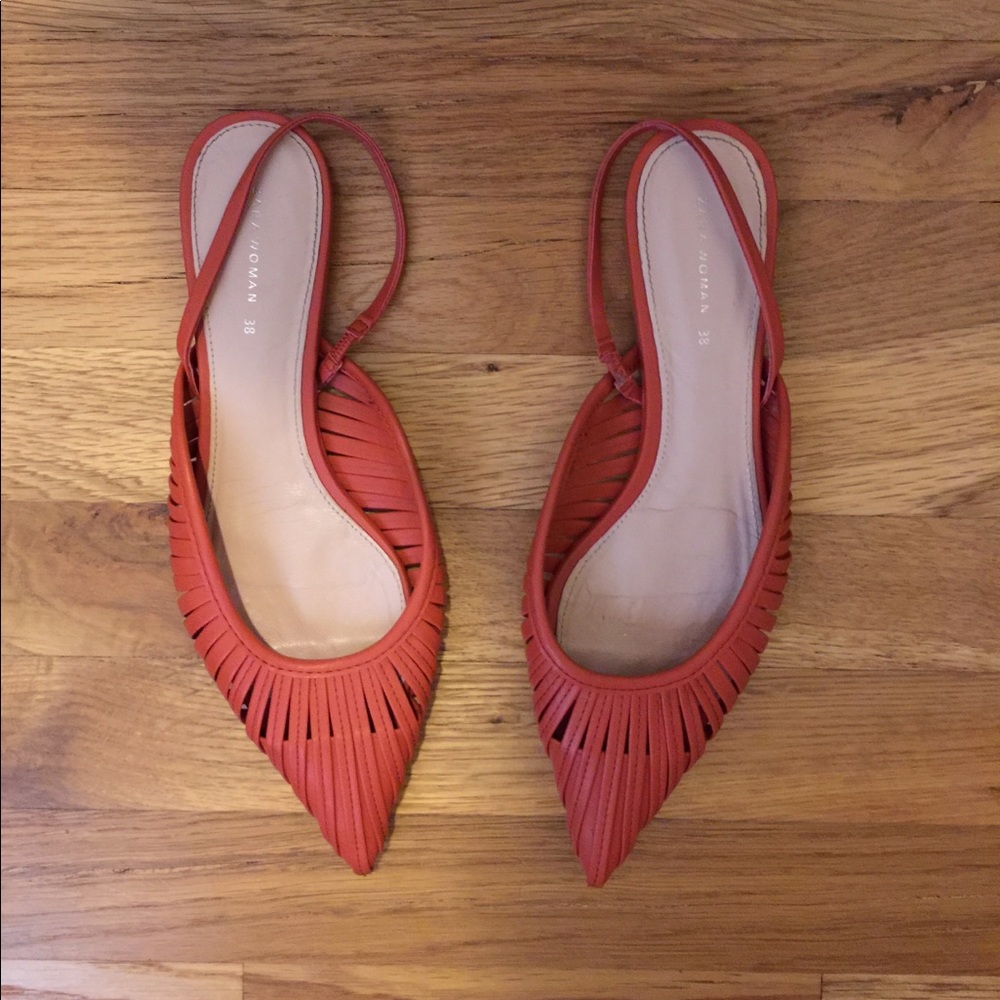 Zara Slingback Sandals Coral US Size 8